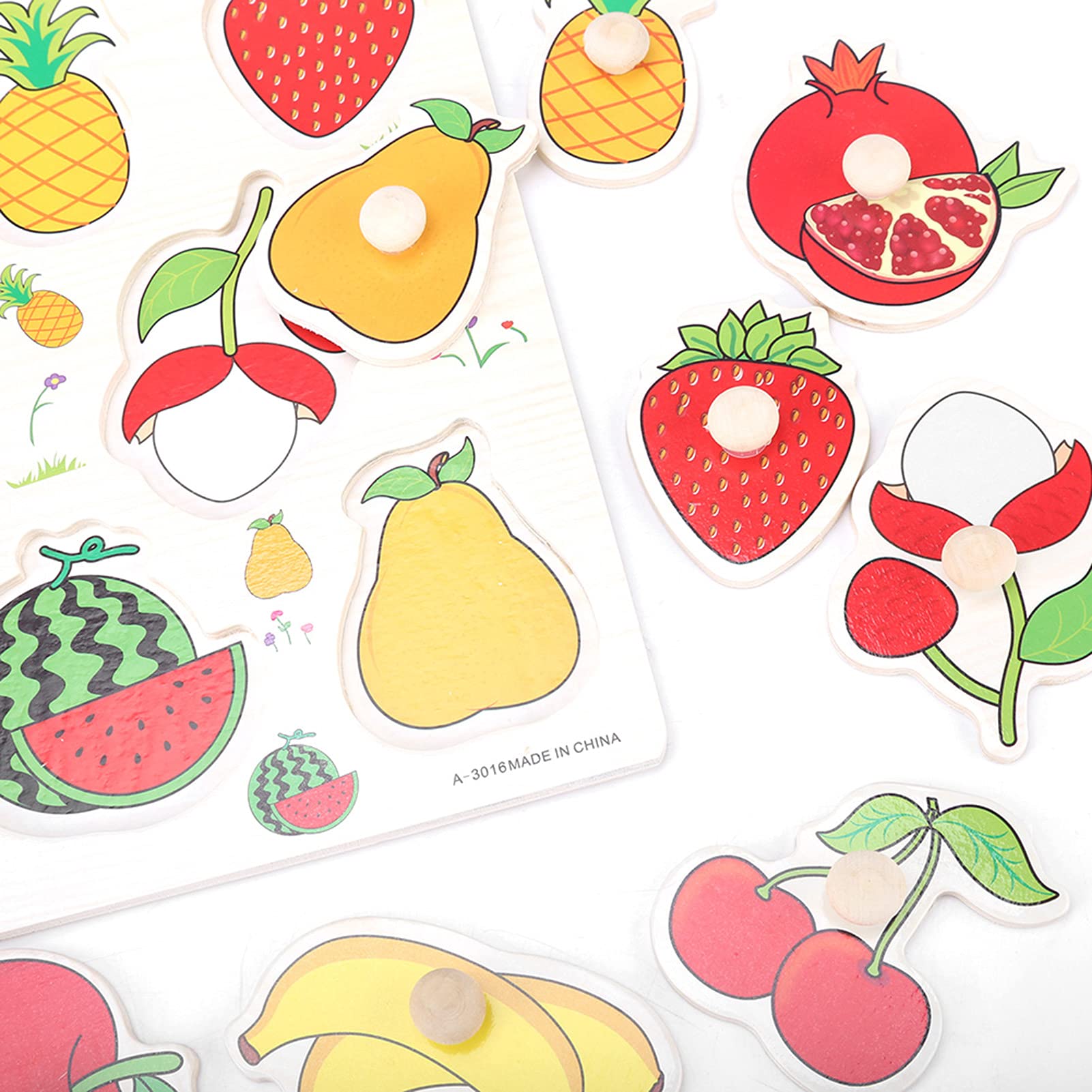 木製パズル 動物と果物のイラスト